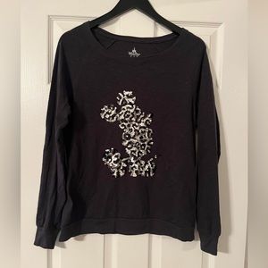 Disney Parks Authentic Women’s Long Sleeve Top.Size Large. Sequin Mickey Mouse.